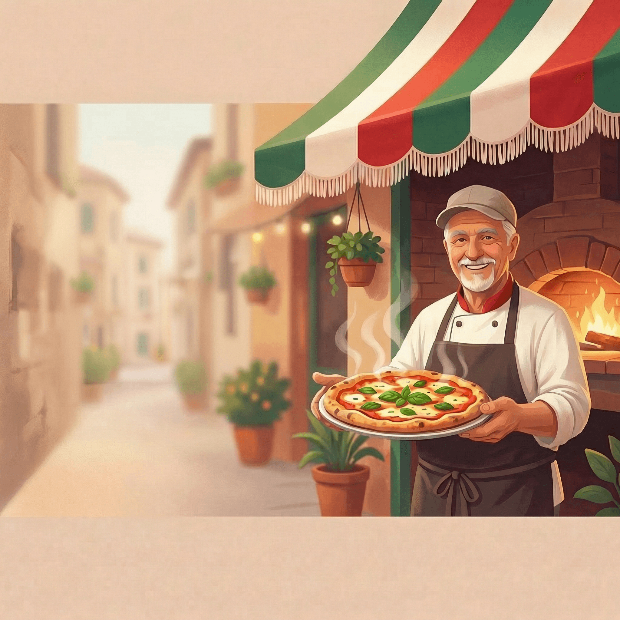 Vriendelijke pizzabakker met verse pizza voor een warme oven